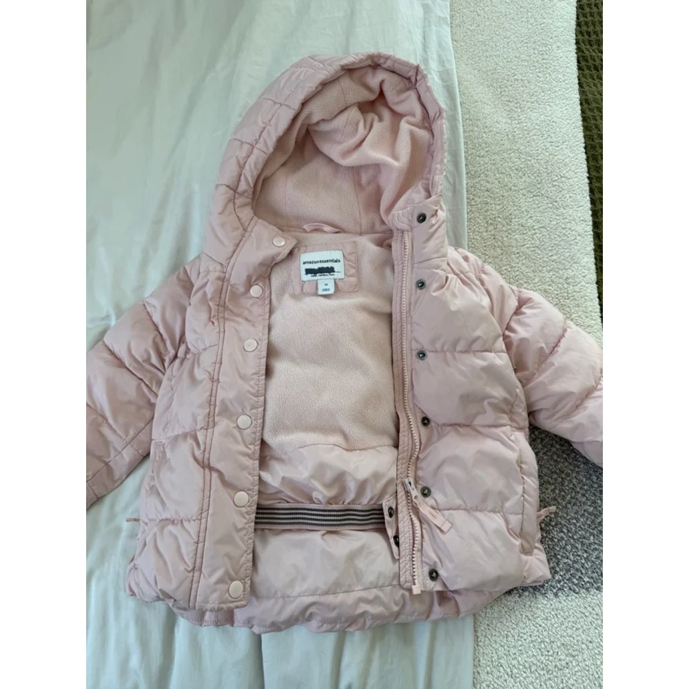 Girls Amazon Essentials Pink Puffer Jacket XS